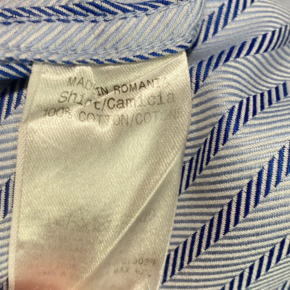 Ermenegildo Zegna Mens 3XL Blue White Striped Cotton Long Sleeve  Shirt - Picture 9 of 11